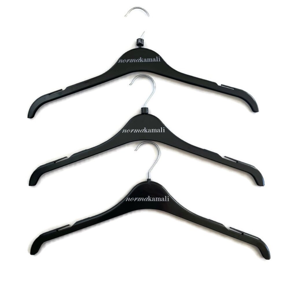Norma Kamali Black Plastic Clothes Hangers Lot of 3 Boutique Retail Display 16"